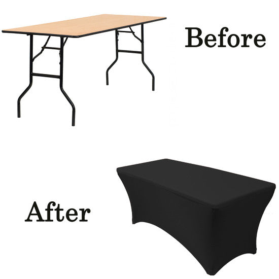 Spandex (6'x30") Banquet Table Cover in Black